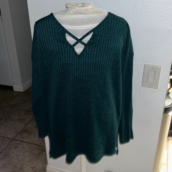 Rue 21 Green Criss Cross Pattern Sweater - large size - Picture 1 of 6